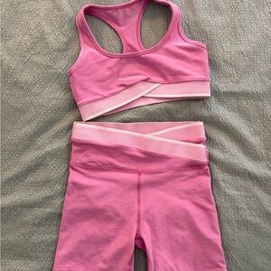 Beyond Yoga Space Dye “In The Mix” Racerback Sports Bra & High-Waist Shorts Set